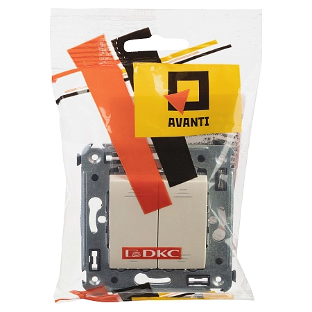 Выключатель двухклавишный в стену, "Avanti", "Ванильная дымка" 4405104 в наличии по выгодной цене. Краснодар. ЮГКАБЕЛЬ.