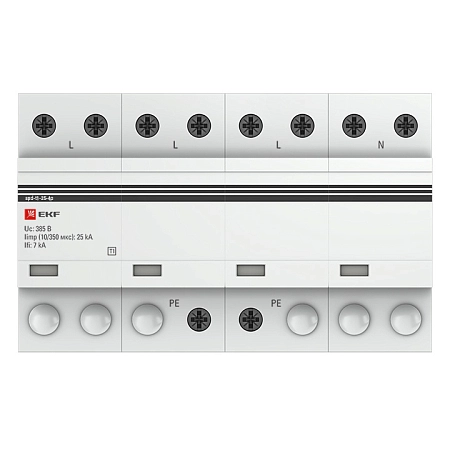 Устройство защиты от импульсных перенапряжений Тип 1 Iimp 25kA (10/350?s) 4P EKF spd-t1-25-4p - купить по низкой цене в Краснодаре | ЮгКабель