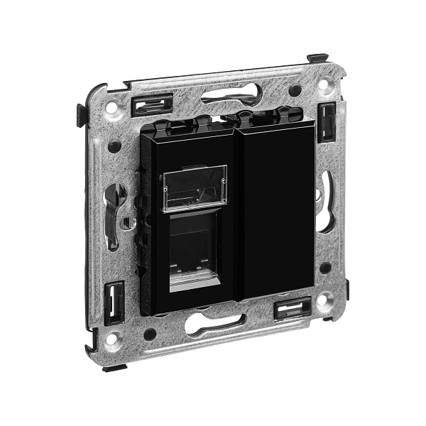 Розетка телефонная RJ-12 в стену одинарная, "Avanti", "Черный квадрат" 4402313 в каталоге ЮгКабель