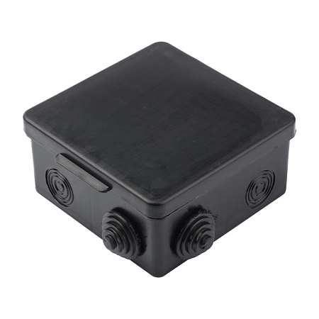 Коробка монтажная ОП 100х100х50 с 8 вводами IP54 (черная) plc-kmr-030-014-b