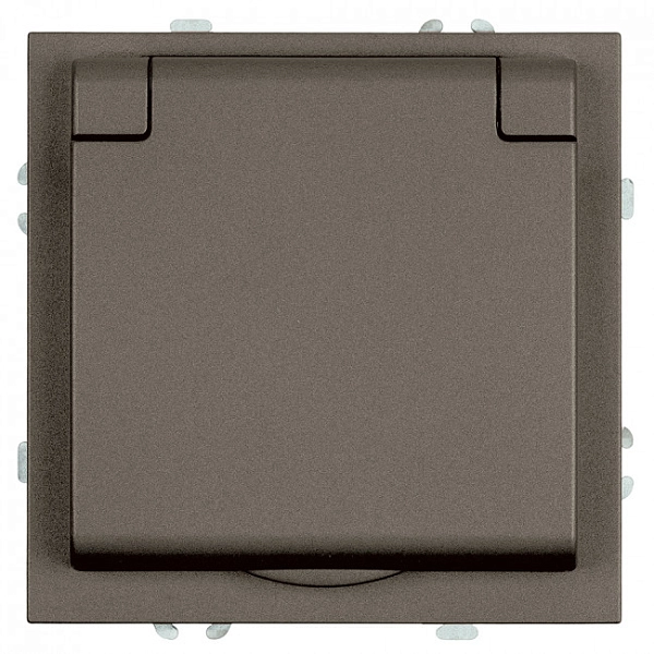 Розетка СП 1-м с з/к с крышкой с шторк. механизм IP42 (антрацит) soft touch Эмили RST16-5112-09 49933 в каталоге ЮгКабель