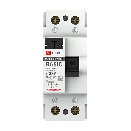 УЗО 2Р 32А/30мА (ВДТ-40) (электронное) EKF Basic elcb-2-32-30e-sim - купить по низкой цене в Краснодаре | ЮгКабель