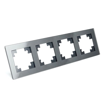 Рамка горизонтальная 4-местная, стекло серия Катрин, GFR00-7004-06, графит 39542 в наличии по выгодной цене. Краснодар. ЮГКАБЕЛЬ.