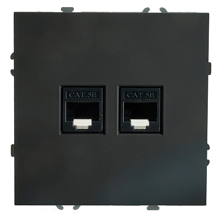 Розетка СП 2-м компьютерная RJ45 UTP механизм (черный уголь) soft touch Эмили RST00-5111-05 49848