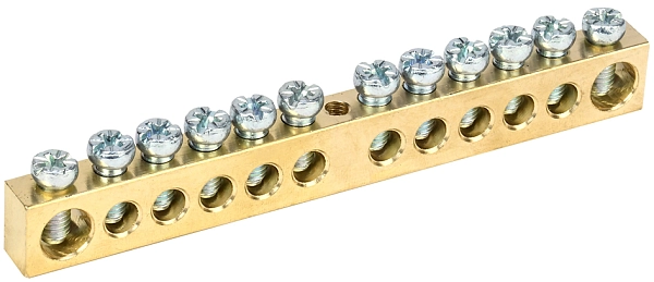 Шина PEN "земля-ноль" 8х12мм 12/1 (12групп/креп по цент) ИЭК YNN20-12-100 Шина PEN "земля-ноль" 8х12мм 12/1 (12групп/креп по цент) ИЭК YNN20-12-100 в каталоге ЮгКабель