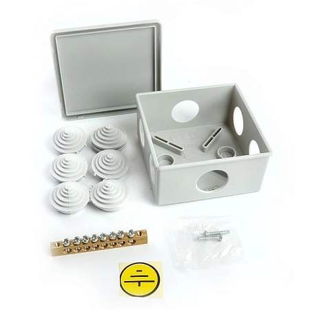 Коробка уравнивания потенциалов КУП 85х85х40 с 6 вводами IP44 (серый) EBX20-36-44 39996 - купить по низкой цене в Краснодаре | ЮгКабель