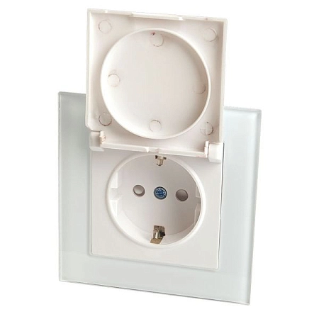 Розетка электрическая 1-местная с крышкой с/з с штор, серия Катрин, GLS16-7012-01, белый в сборе  39245 в наличии по выгодной цене. Краснодар. ЮГКАБЕЛЬ.