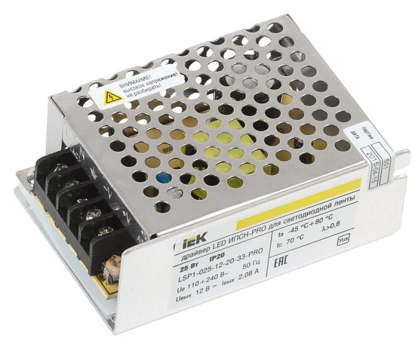 Блок питания к светодиодной ленте 220/12V   25W IP20 LSP1-025-12-20-33-PRO в каталоге ЮгКабель
