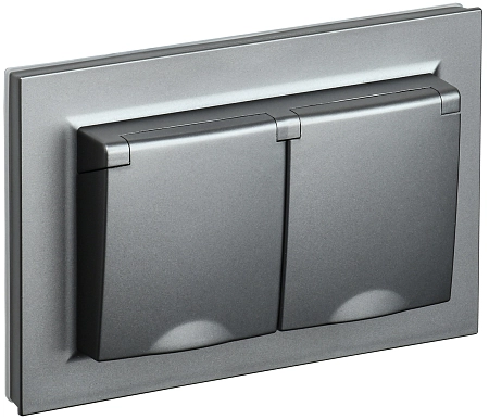 BRITE Роз. 2-я с кр. 16А в сб IP44 РСбш12-3-44-БрС сталь IEK BR-R26-16-44-K46-F