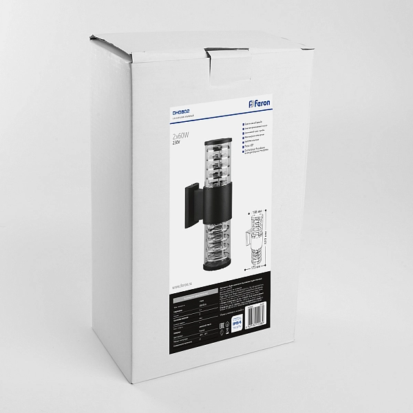 Светильник уличный 2х60W 220V Е27 IP54 (320х175х108) DH0802 серый 06299 в каталоге ЮгКабель