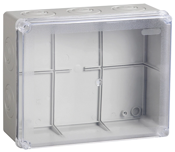 Коробка монтажная ОП  240х195х165 (HF) серый, безгалог, прозр. крышк., IP55, каб. вв. 5шт. КМ41278 UKO10-240-195-165-K51-55 Коробка монтажная ОП  240х195х165 (HF) серый, безгалог, прозр. крышк., IP55, каб. вв. 5шт. КМ41278 UKO10-240-195-165-K51-55 в каталоге ЮгКабель