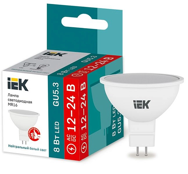 Лампа светодиод. LED 8W 4000К 760 лм MR16 GU5,3 30т.ч. 12-24V (51х50) (AC/DC) LLE-MR16-08-12-24-40-GU5 Лампа светодиод. LED 8W 4000К 760 лм MR16 GU5,3 30т.ч. 12-24V (51х50) (AC/DC) LLE-MR16-08-12-24-40-GU5 в каталоге ЮгКабель