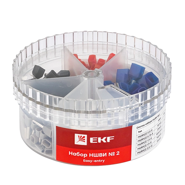 Набор наконечников НШВИ №2 (от 2х0.5 до 2х2.5 мм) EKF PROxima nabor-nshvi-2 в каталоге ЮгКабель