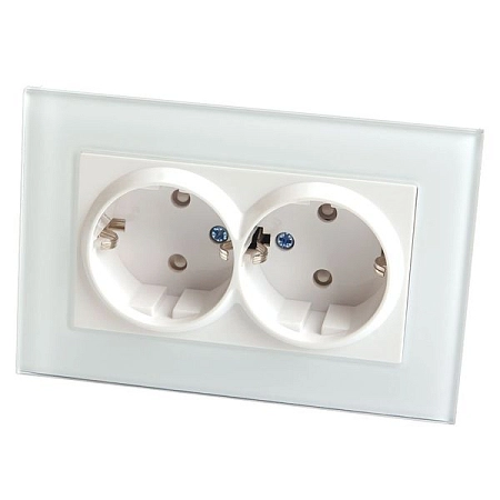 Розетка электрическая 2-местная с/з с штор, серия Катрин, GLS16-7014-01, белый в сборе  39169 в наличии по выгодной цене. Краснодар. ЮГКАБЕЛЬ.