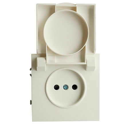 Розетка СП 1-м без з/к с крышкой с шторк. механизм IP42 (белый фарфор) soft touch ЭмилиRST16-5113-01 49878