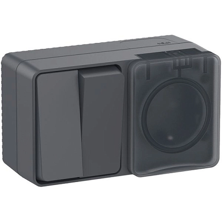 Блок ОП розетка 16А 250В с заземл. защ. шторки   2-кл. выключатель 10А IP54 антрацит Profi54 ATN544074 в наличии по выгодной цене. Краснодар. ЮГКАБЕЛЬ.