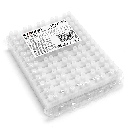 Зажим винтовой ЗВИ- 6 1,5-4мм2 6А (на 12 клемм) белые полиамид LD225-6A 32382 - купить по низкой цене в Краснодаре | ЮгКабель