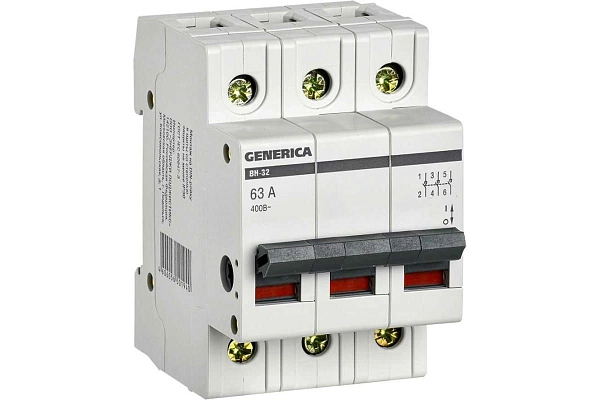 Выключатель нагрузки (мини-рубильник) 3Р 63А ВН-32 MNV15-3-063 в каталоге ЮгКабель