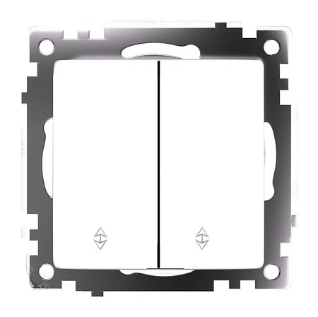 Переключатель 2-клавишный (механизм), STEKKER GLS10-7107-01 , 250V, 10А, серия Катрин, белый 49166
