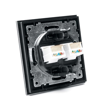 Розетка компьютерная 2-местная RJ-45, серия Катрин, GLS00-7006-05, черный в сборе 39509 в наличии по выгодной цене. Краснодар. ЮГКАБЕЛЬ.