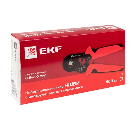 Набор наконечников НШВИ №6 (0,5-6мм2) с инструментом ПКВ-6-4 EKF PROxima nabor-nshvi-6 - купить по низкой цене в Краснодаре | ЮгКабель