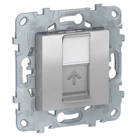 UNICA NEW РОЗЕТКА компьютерная, RJ45, одиночная, кат. 5е UTP, АЛЮМИНИЙ NU541130