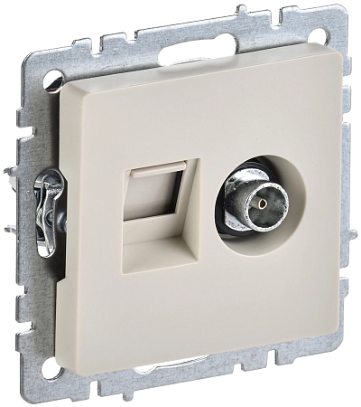 BRITE Роз. двойная TV RJ45 кат.5E РТВ/РК12-БрКр беж. IEK BR-AK20-1-K10