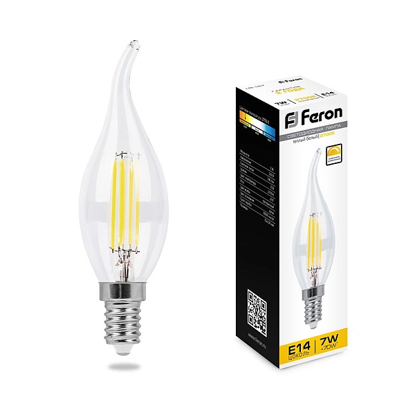 Лампа светодиод. LED 7W 2700К 740Лм Е14 30т.ч. C35T (121х35) (аналог 70W) св на ветру LB-167 дим  25872 Лампа светодиод. LED 7W 2700К 740Лм Е14 30т.ч. C35T (121х35) (аналог 70W) св на ветру LB-167 дим  25872 в каталоге ЮгКабель