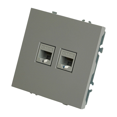 Розетка СП 2-м компьютерная RJ45 UTP механизм (платиново-серый) soft touch Эмили RST00-5111-10 49952