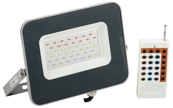 Прожектор светодиодный 30W/200-240V RGB IP65 (СДО07-30) 185х180х28 серый LPDO7RGB-01-30-K03 Прожектор светодиодный 30W/200-240V RGB IP65 (СДО07-30) 185х180х28 серый LPDO7RGB-01-30-K03 в каталоге ЮгКабель