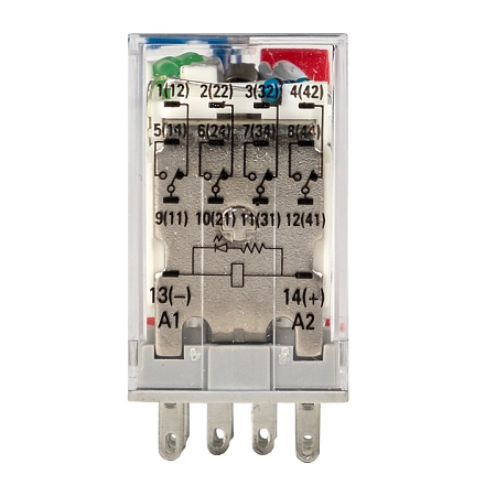 Реле промежуточное с кнопкой и мех. Индикацией RPAt 22/4 5A 24В DC EKF AVERES rpat-22-4-24DC - купить по низкой цене в Краснодаре | ЮгКабель