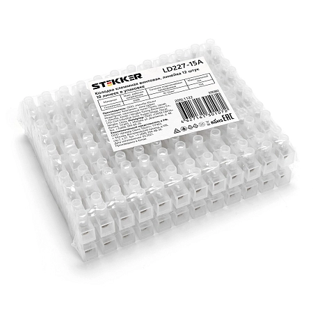 Зажим винтовой ЗВИ-15 10-12мм2 номин. ток 15А (на 12 клемм) белые полиэтилен LD227-15A 39080 - купить по низкой цене в Краснодаре | ЮгКабель