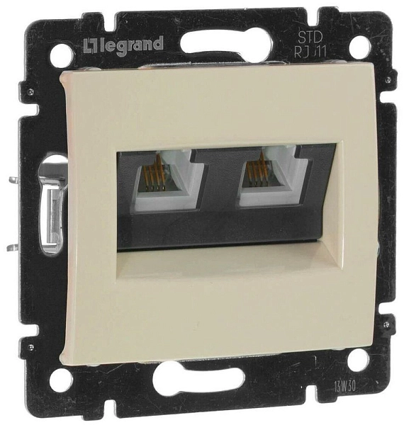 Розетка СП 2-м телефонная RJ11 (сл. кость) Valena 774339 в каталоге ЮгКабель