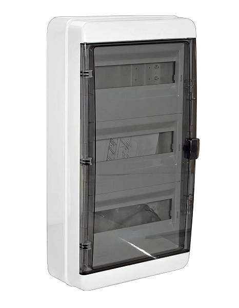 Щит настен. 36 мод. (535х398х102,9) IP65 прозрачная черная дверца BNK 65-36-1 в каталоге ЮгКабель