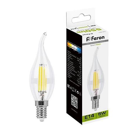 лампа светодиод. led 5w 4000к 550лм е14 30т.ч. c35t (121х35) (аналог 40w) свеча на ветру lb-59 25576 в Краснодаре - купить по низким ценам Лампа светодиод. LED 5W 4000К 550Лм Е14 30т.ч. C35T (121х35) (аналог 40W) свеча на ветру LB-59 25576 - купить по низкой цене в Краснодаре | ЮгКабель