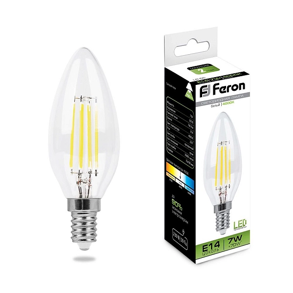 Лампа светодиод. LED 7W 4000К 760Лм Е14 30т.ч. C35 (100х35) (аналог 70W) свеча LB-66 25780 Лампа светодиод. LED 7W 4000К 760Лм Е14 30т.ч. C35 (100х35) (аналог 70W) свеча LB-66 25780 в каталоге ЮгКабель