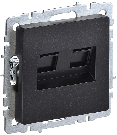 BRITE Роз. двойная RJ11 RJ45 кат.5E РК/Т12-БрЧ черн. IEK BR-KT20-O-1-K02