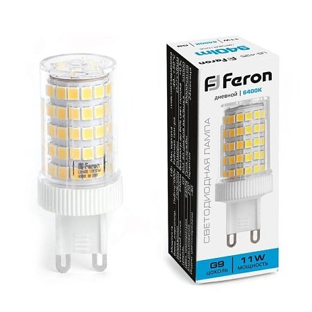 Лампа светодиод. LED 11W 6400К 940Лм G9 30т.ч.220V (58х22) (аналог 100W) LB-435 38151
