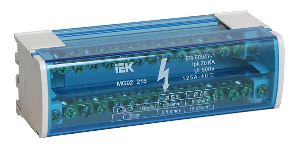 Шина "N" нулевая на DIN-рейку в корпусе 2х15групп (кросс-модуль) YND10-2-15-125 Шина "N" нулевая на DIN-рейку в корпусе 2х15групп (кросс-модуль) YND10-2-15-125 в каталоге ЮгКабель