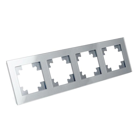 Рамка горизонтальная 4-местная, стекло серия Катрин, GFR00-7004-03, серебро 39534 в наличии по выгодной цене. Краснодар. ЮГКАБЕЛЬ.