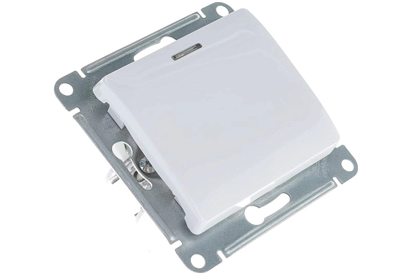 Переключатель СП 1-м механизм с подсв. (белый) Glossa GSL000163 в каталоге ЮгКабель