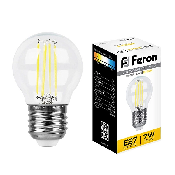 Лампа светодиод. LED 7W 2700К 740Лм Е27 30т.ч. G45 (74х45) (аналог 60W) шар LB-52 25876 Лампа светодиод. LED 7W 2700К 740Лм Е27 30т.ч. G45 (74х45) (аналог 60W) шар LB-52 25876 в каталоге ЮгКабель