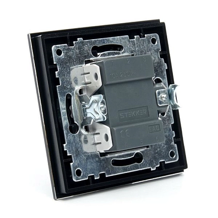 Выключатель электрический 2-клавишный 250В, 10А, серия Катрин, GLS10-7004-05, черный в сборе  39506 в наличии по выгодной цене. Краснодар. ЮГКАБЕЛЬ.