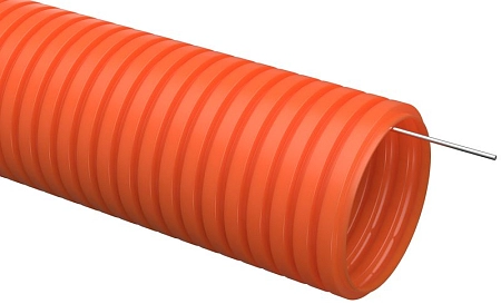 Труба ПНД d32 мм гофр. тяжелая с протяжкой оранж. CTG21-32-K09-025