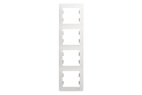 Рамка 4-местная вертик. уст-ка (белая) Glossa GSL000108 в каталоге ЮгКабель