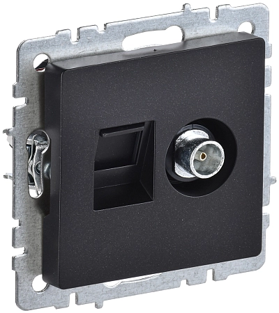 BRITE Роз. двойная TV RJ45 кат.5E РТВ/РК12-БрЧ черн. IEK BR-AK20-1-K02