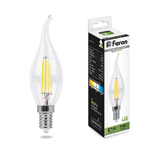 Лампа светодиод. LED 7W 4000К 760Лм Е14 30т.ч. C35Т (121х35) (аналог 70W) свеча на ветру LB-67 25781 Лампа светодиод. LED 7W 4000К 760Лм Е14 30т.ч. C35Т (121х35) (аналог 70W) свеча на ветру LB-67 25781 в каталоге ЮгКабель