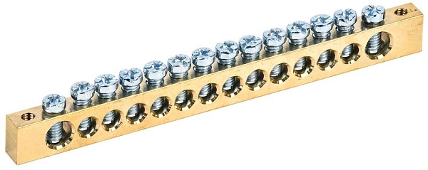 Шина "N"нулевая 8х12мм 14/2 (14групп/крепеж по краям) YNN21-14-100 в каталоге ЮгКабель