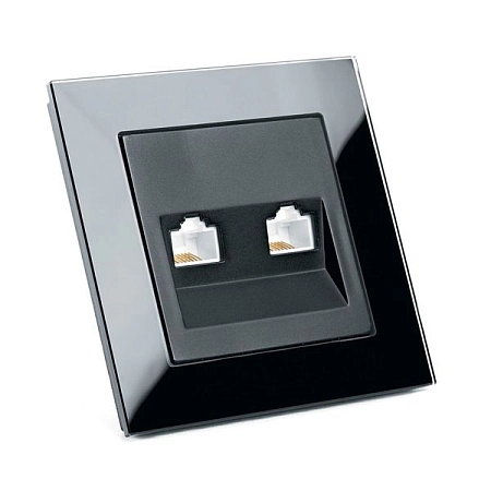 Розетка компьютерная 2-местная RJ-45, серия Катрин, GLS00-7006-05, черный в сборе 39509 в наличии по выгодной цене. Краснодар. ЮГКАБЕЛЬ.