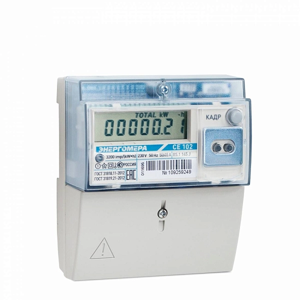 Счетчик 1-ф   (5- 60А) электрон., 4Т, 1.0, ЖКИ, (модульный) оптопорт СЕ102 R5.1 145 J в каталоге ЮгКабель